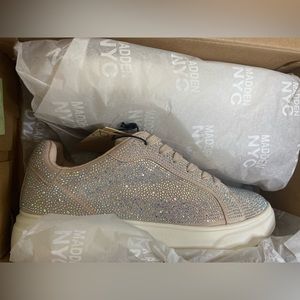 NEW Women’s Madden NYC rhinestone tennis shoes blush colored EASTER summer pink